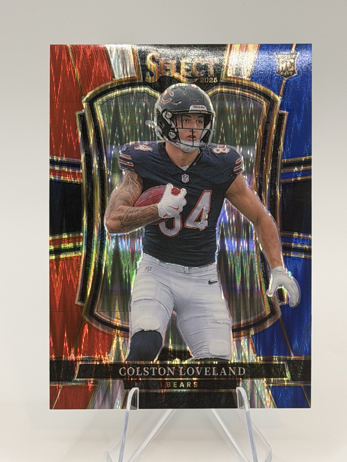 2025 Panini Select Red and Blue Prizm Shock #172 Colston Loveland Bears