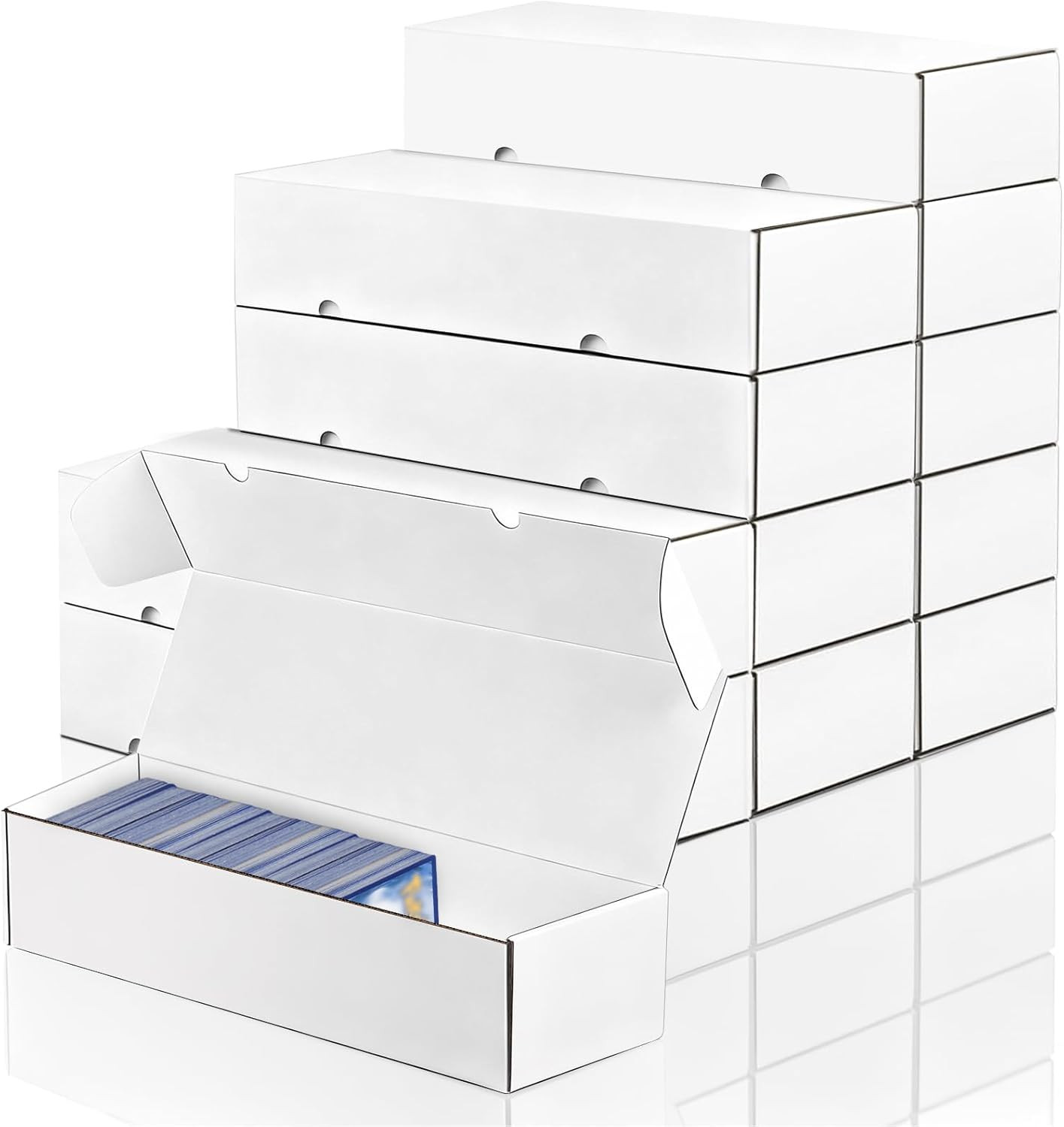 12-Pack 1100 Count Trading Card Storage Box, White Corrugated Cardboard Storage