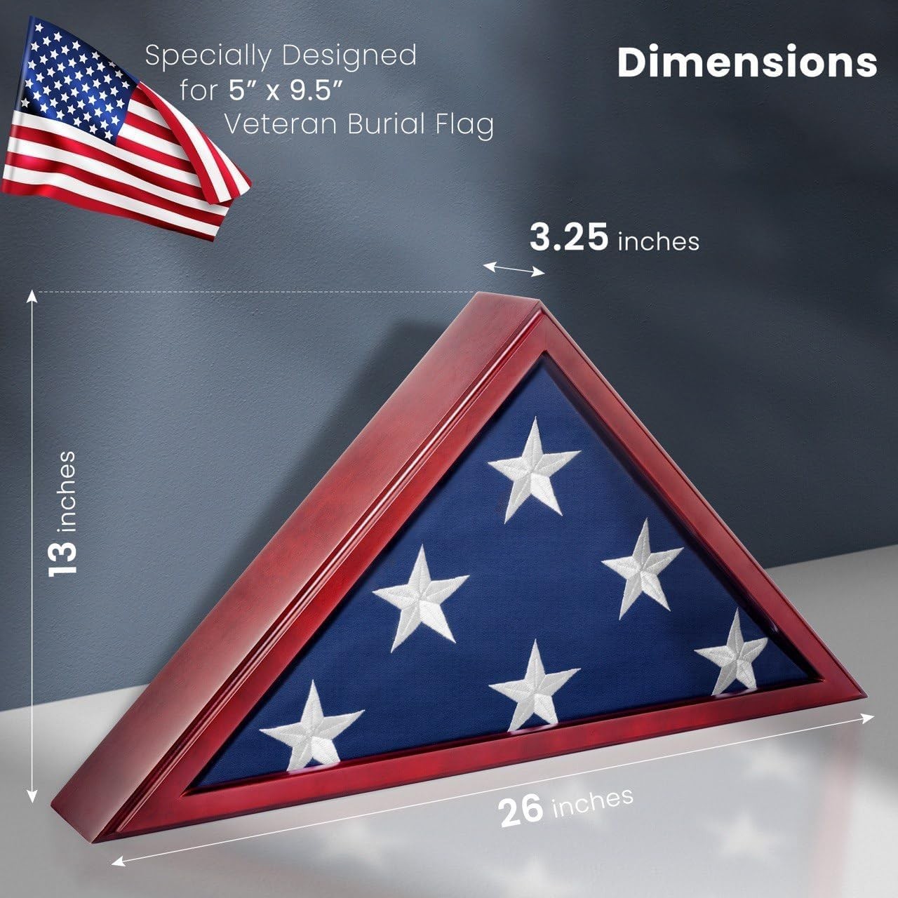 Secure Glass Front Flag Display Case for Veterans – Elegant Mahogany Finish