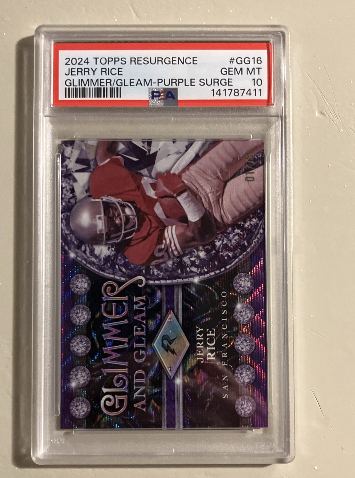 2024 Topps Resurgence – Glimmer and Gleam Jerry Rice #GG-16 Purple Surge…