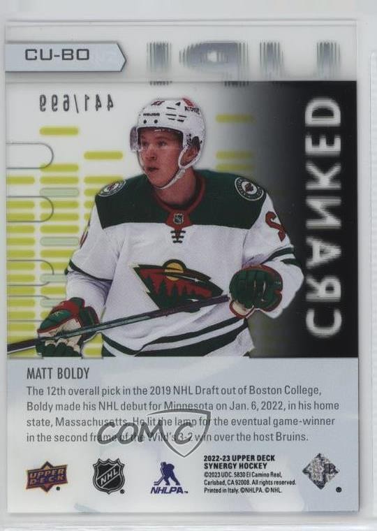 2022-23 Upper Deck Synergy Cranked Up 441/699 Matt Boldy #CU-BO Rookie RC 14sr