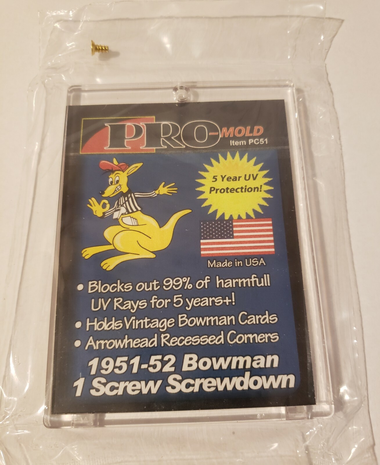 Pro-Mold 1-Screw Down Vintage Card Holder Fits 1951-1952 Bowman with UV PC51