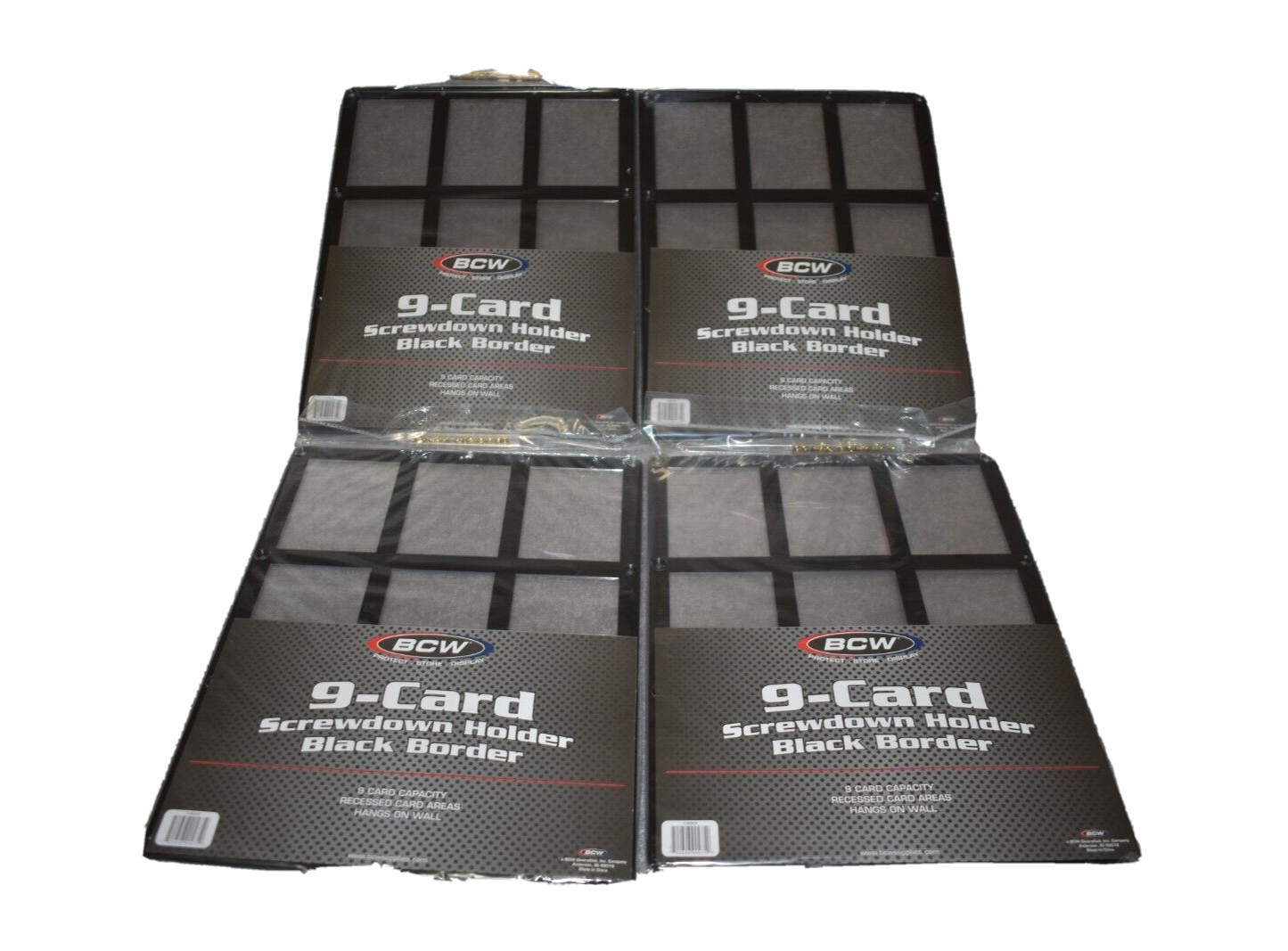FOUR 9-CARD SCREWDOWN HOLDER WITH BLACK BORDER FOR STANDARD CARDS