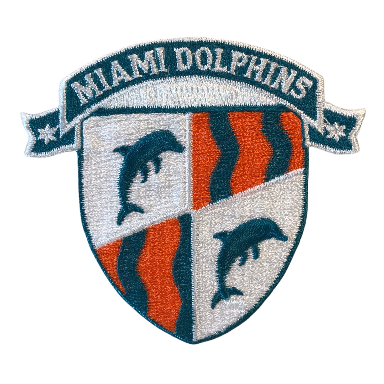 MIAMI DOLPHINS NFL FOOTBALL VINTAGE 3.25″ DIECUT SHIELD TEAM LOGO PATCH
