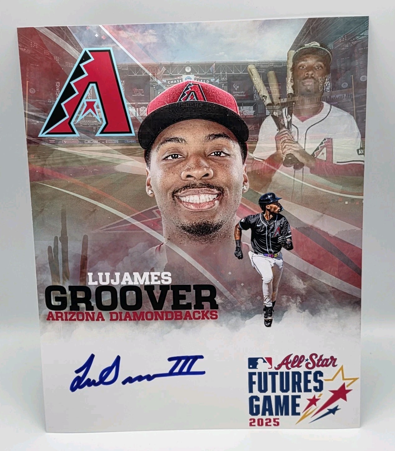 Lujames Gino Groover Signed 8X10 Metallic Photo Diamondbacks Autograph UG COA