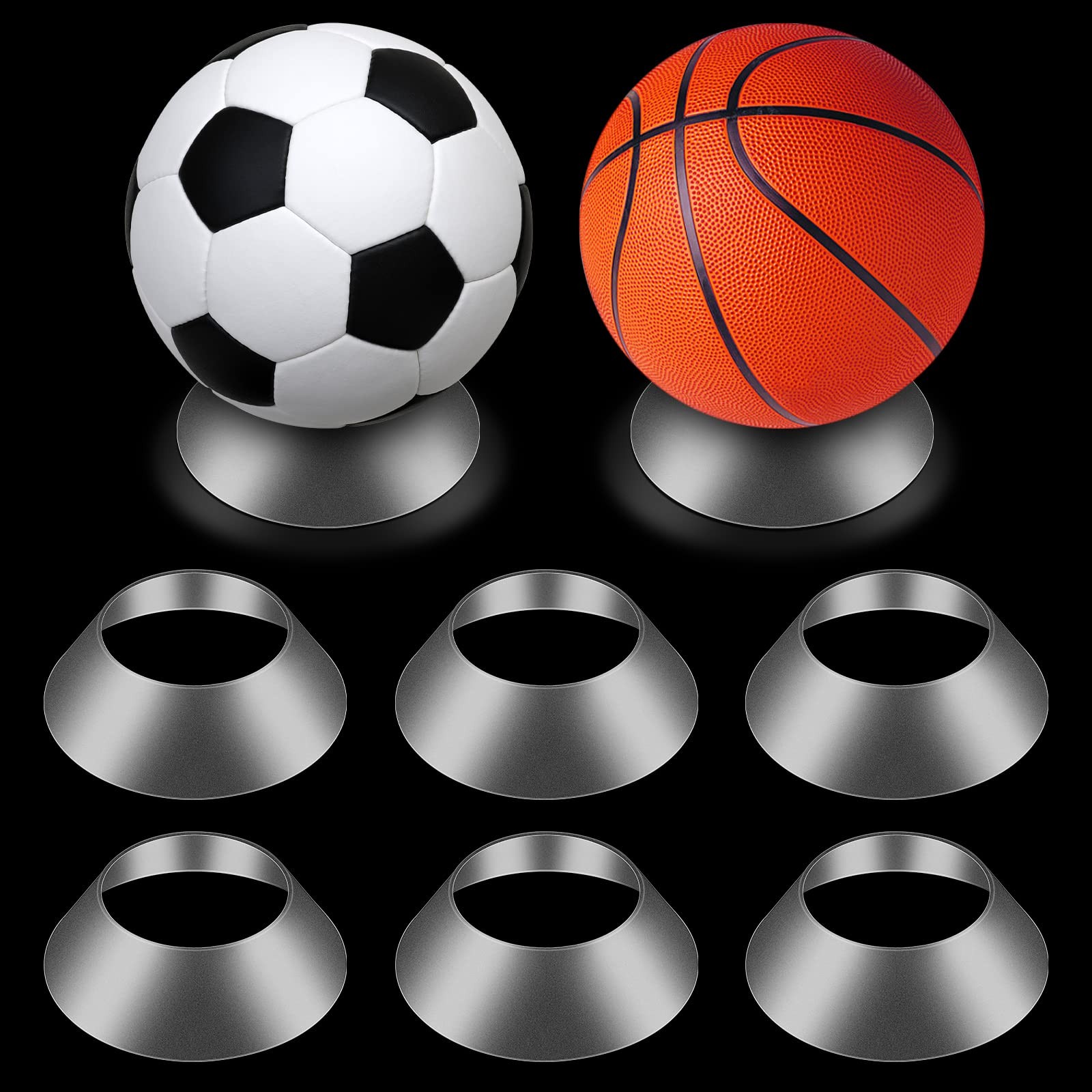 6 Pcs Memorabilia Ball Display Stand Pedestal Ball Stand Holder for Soccer Ba…