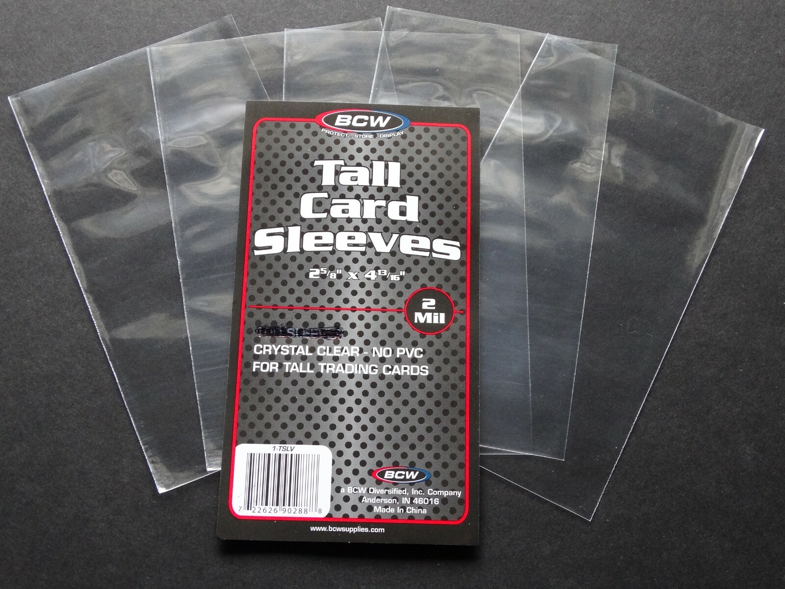 5 Loose Sleeves BCW Tall Card Sleeves 2 5/8 X 4 13/16 For Tall Trading Cards