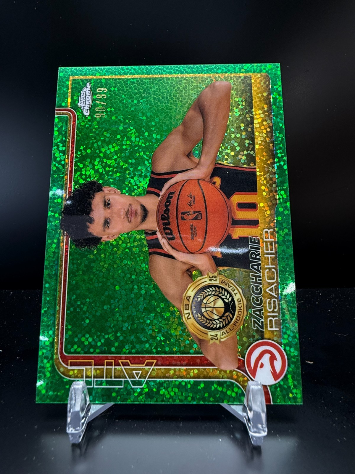 CZD185 – 2025 Topps Chrome – Zaccharie Risacher #2 – Green Sparkle Refractor /99
