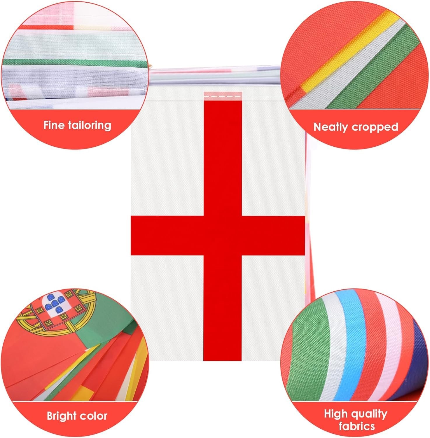 AhfuLife 48 Countries World Flag String 7.87 x 11.02 in-1 Pack, Cup