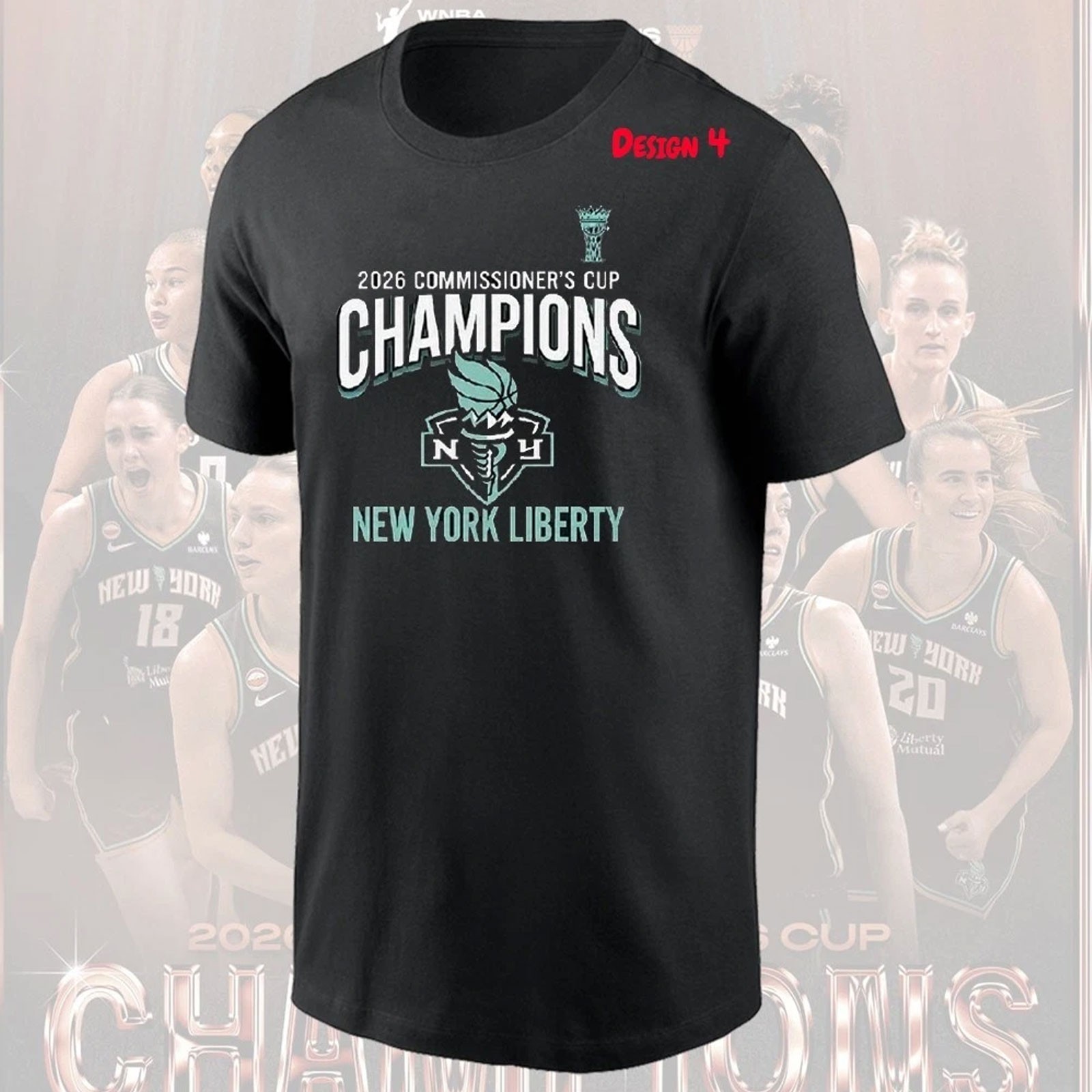 New York Liberty WNBA Commissioner’s Cup 2026 Champions Black T-Shirt
