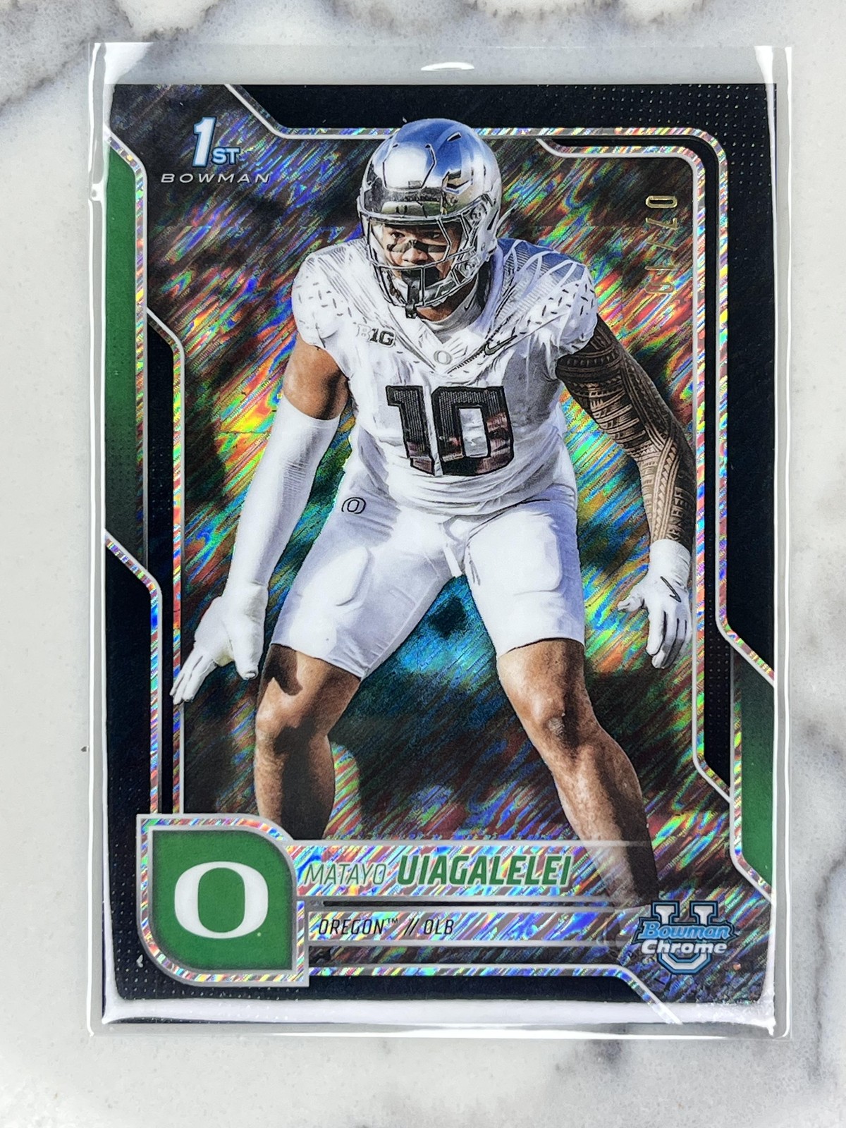 Matayo Uiagalelei #/10 2025 Bowman University Chrome – Oregon Ducks