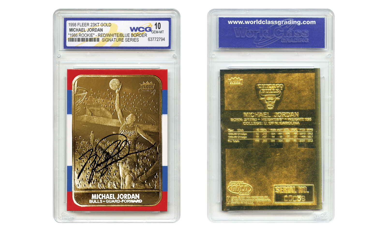 1998 Michael Jordan Fleer ’86 Rookie 23KT Gold Card Signature Series GEM-MINT 10