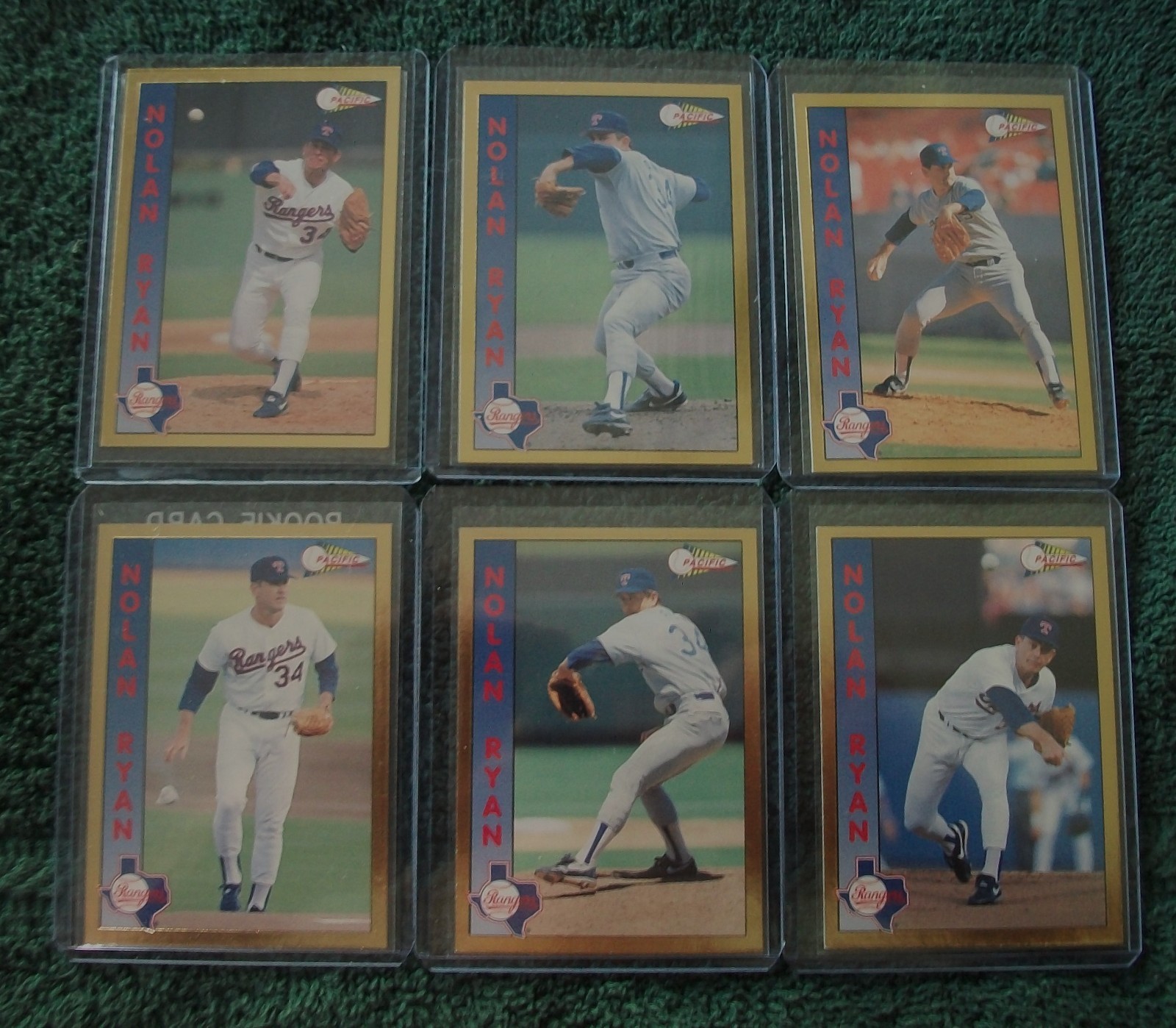 NOLAN RYAN SET of 6 PACFIC GOLD BORDER BASEBALL CARDS #7,#8,#9,#10,#11,#12