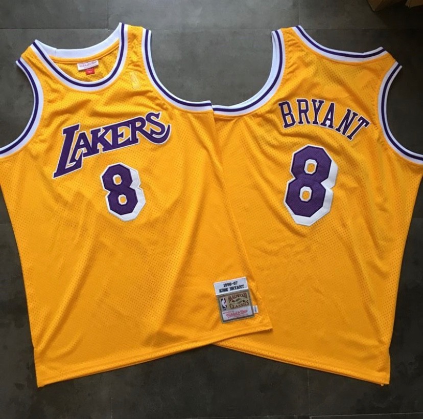 Los Angeles Lakers Kobe Bryant 8 gold retro vintage basketball jersey