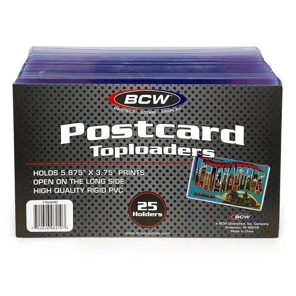Postcard Sleeves Topload Holders 5 7/8 x 3 3/4 Pack of 25 BCW Rigid Protector