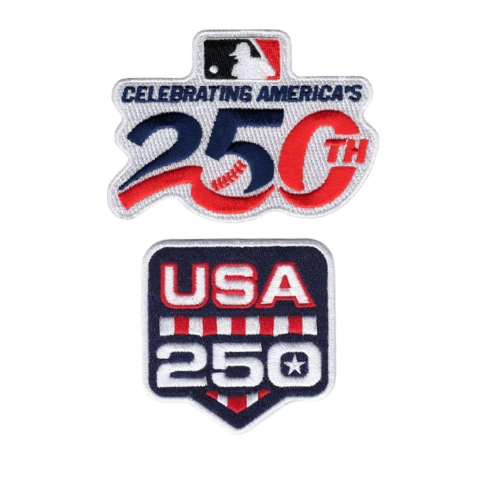 2026 MLB USA 250th Anniversary July 4th Sleeve Patch 2 PC Iron on Sew on