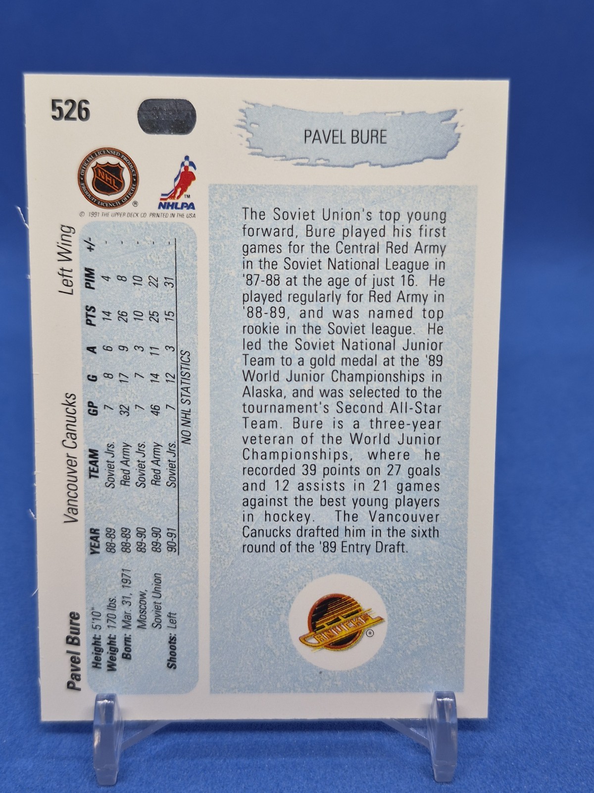 1990-91 Upper Deck Young Guns Pavel Bure #526 HOF