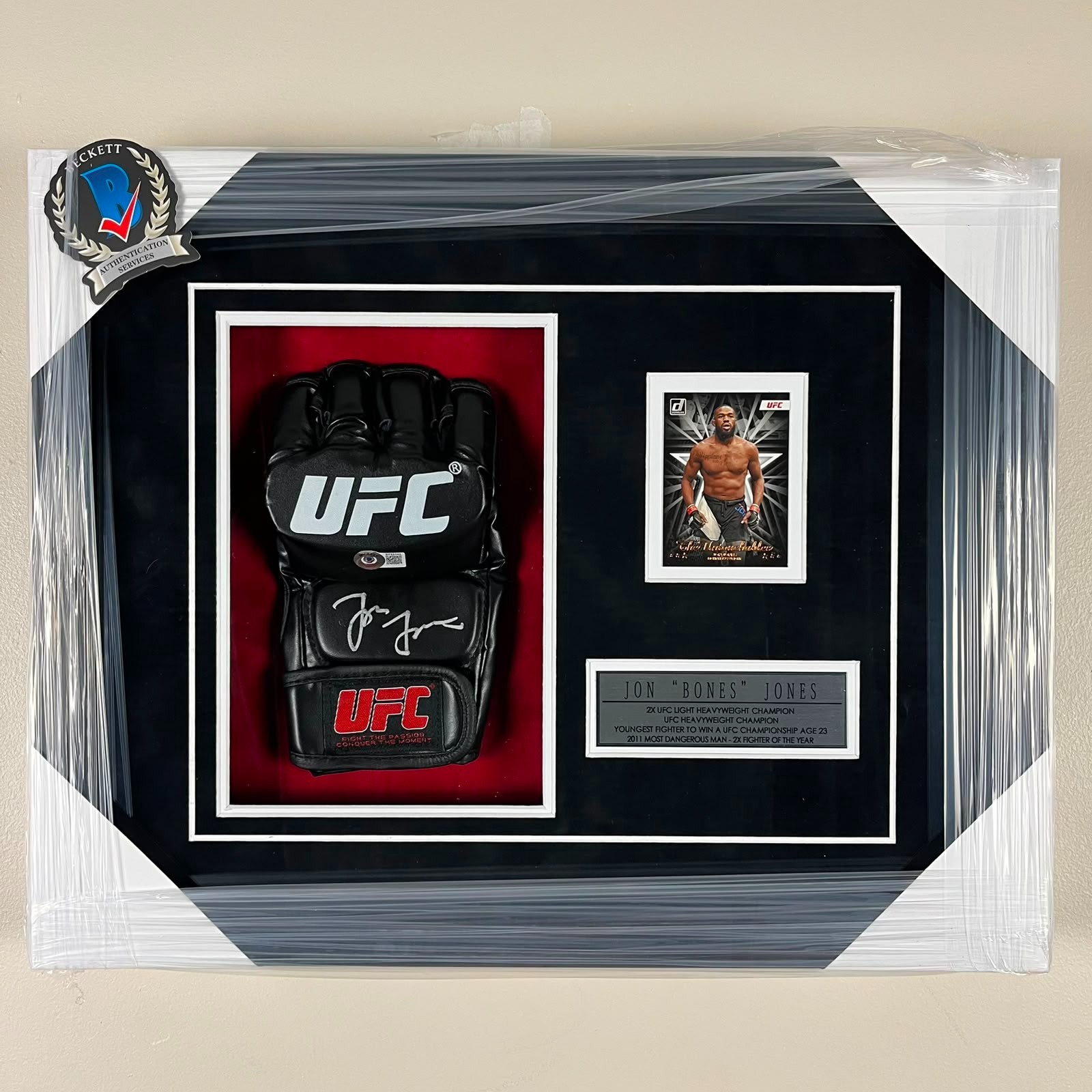 UFC Jon Jones Signed Autographed Glove Framed Beckett BAS
