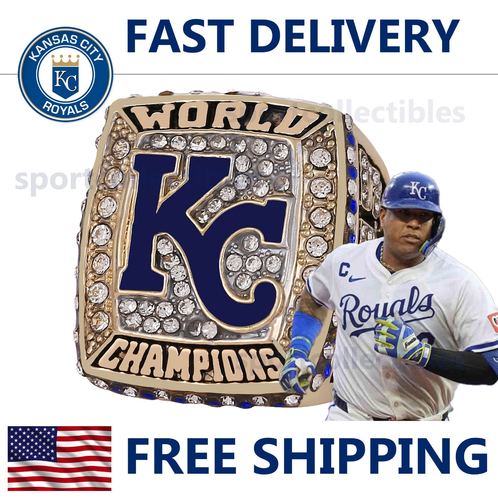 2015 Kansas City Royals World Series – PEREZ #13 – Fan Gift – MLB Replica Ring