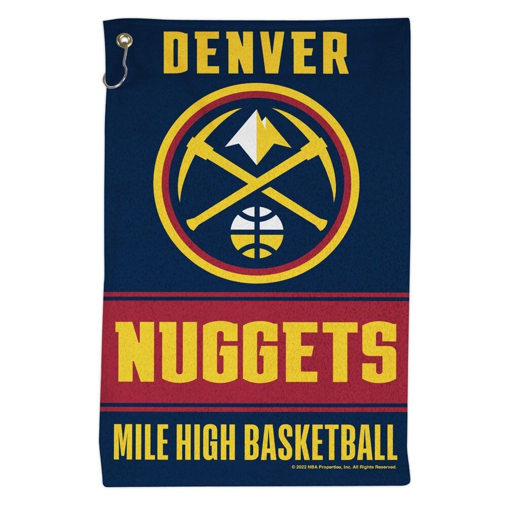 DENVER NUGGETS ALL PURPOSE GOLF TAILGATE TOWEL 16″X25″ HOOK AND GROMMET