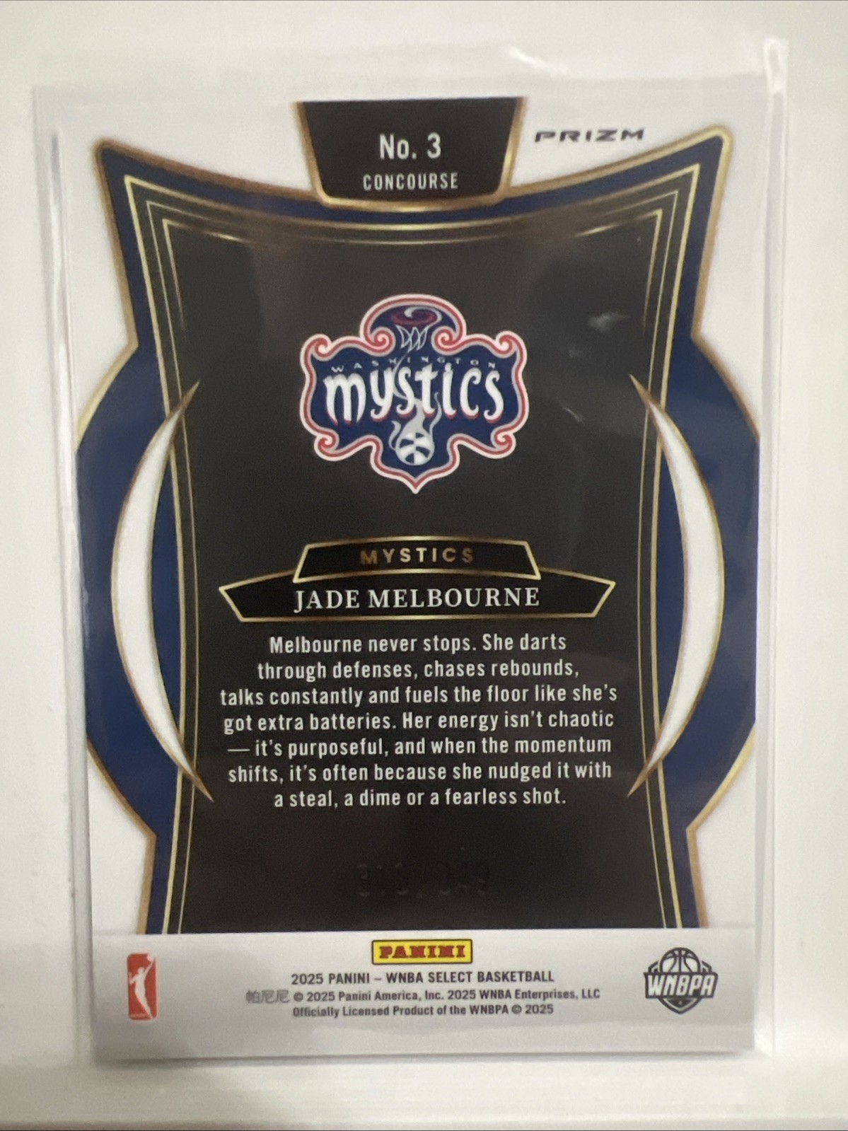 2025 WNBA Select Jade Melbourne Blue & Green Prizm #3 /349 Washington Mystics