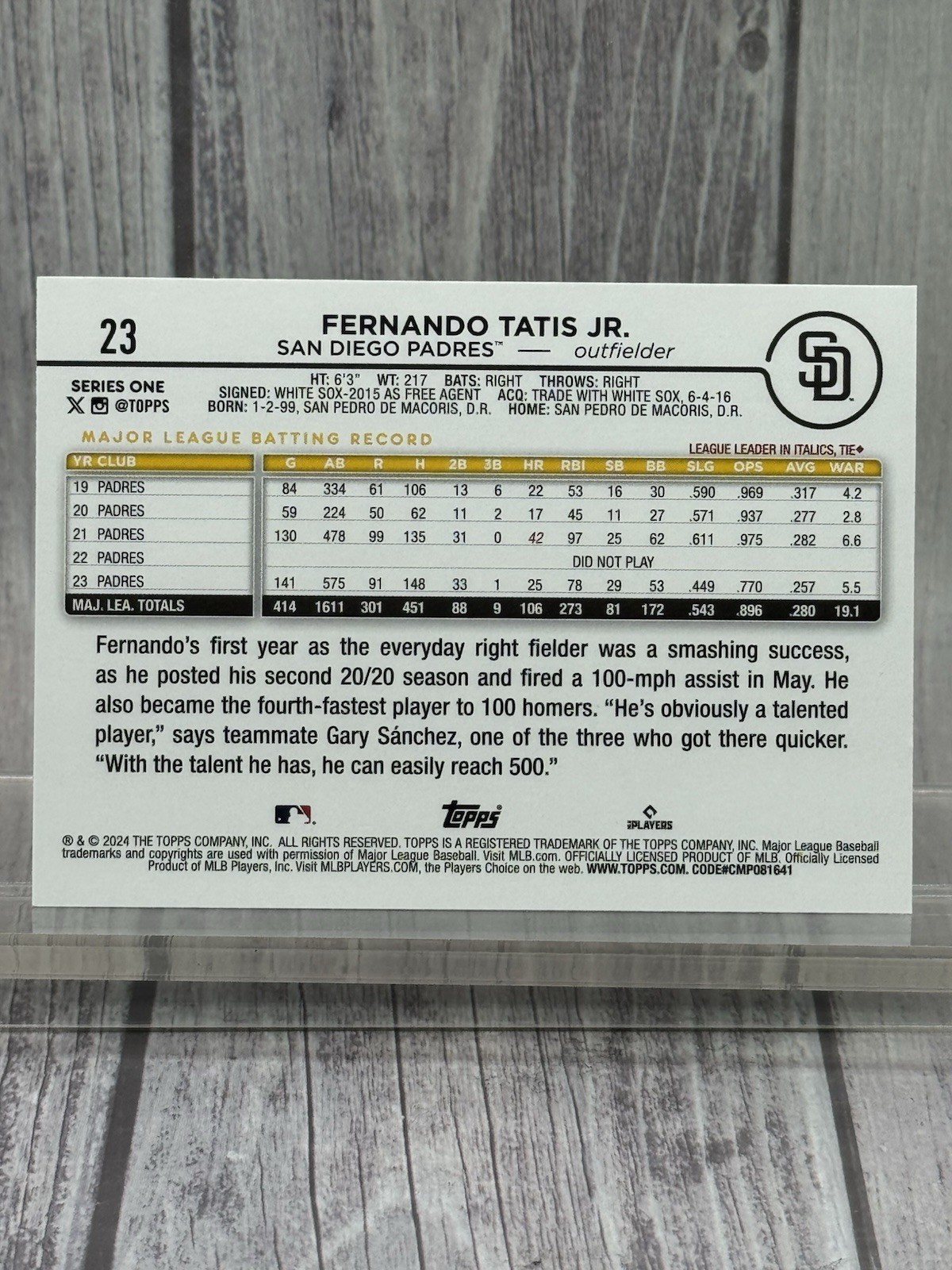 Fernando Tatis Jr. Rabbit Foil Variation San Diego Padres 2024 Topps Series 1