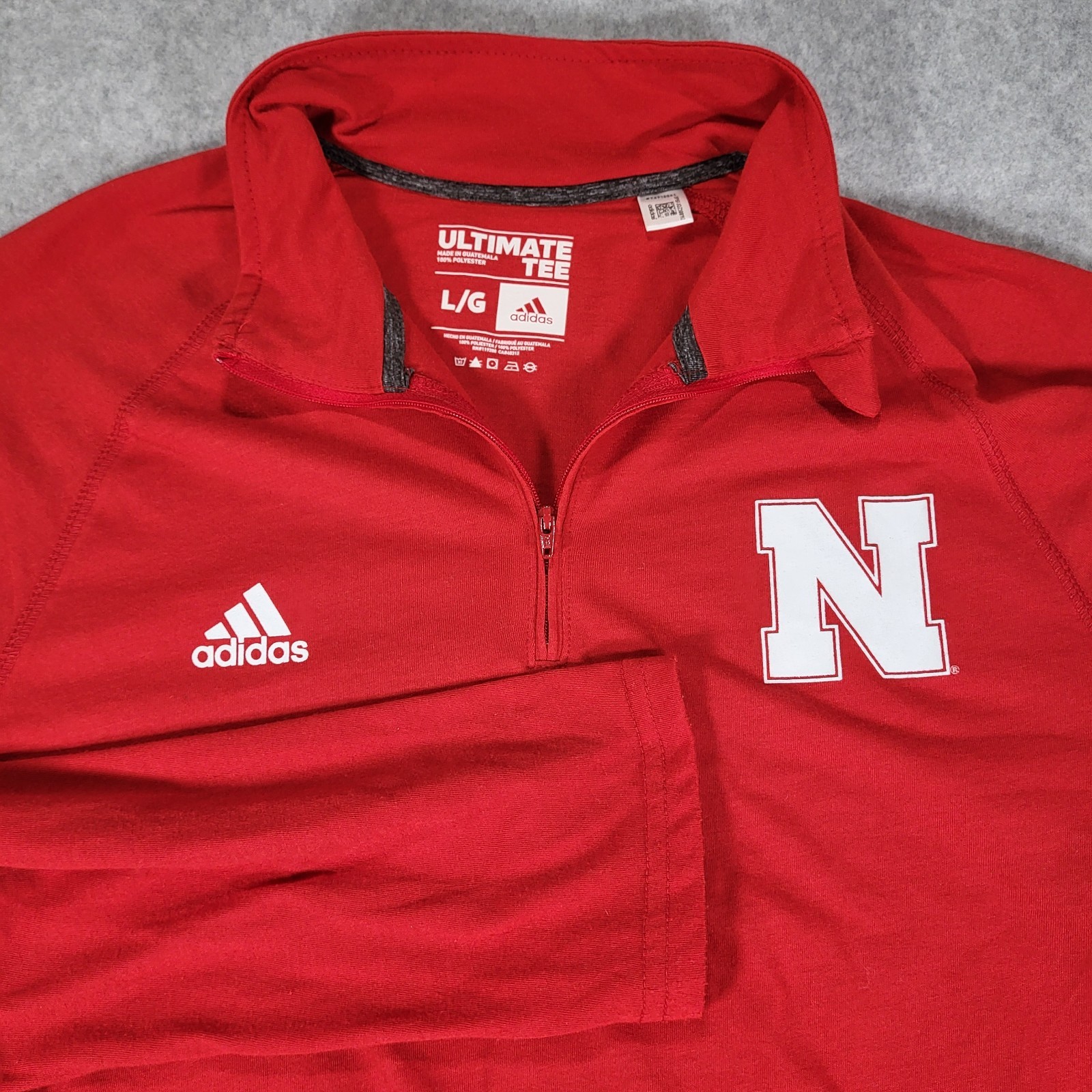 Nebraska Cornhuskers Adidas Ultimate Tee 1/4 Zip Long Sleeve Mens Large Red
