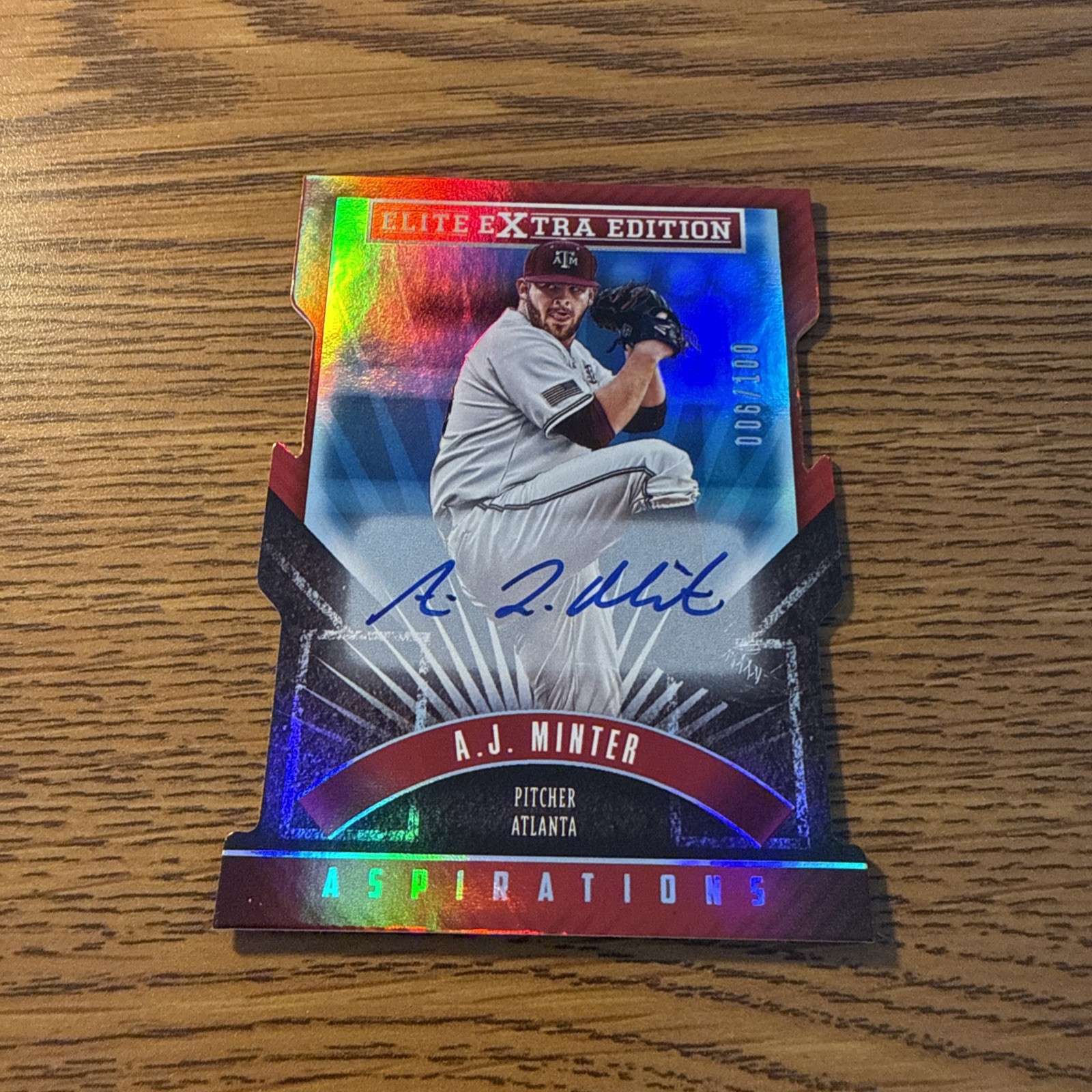 A.J. Minter 2015 Panini Elite Extra Edition ROOKIE #76 AUTO Braves DIE CUT /100