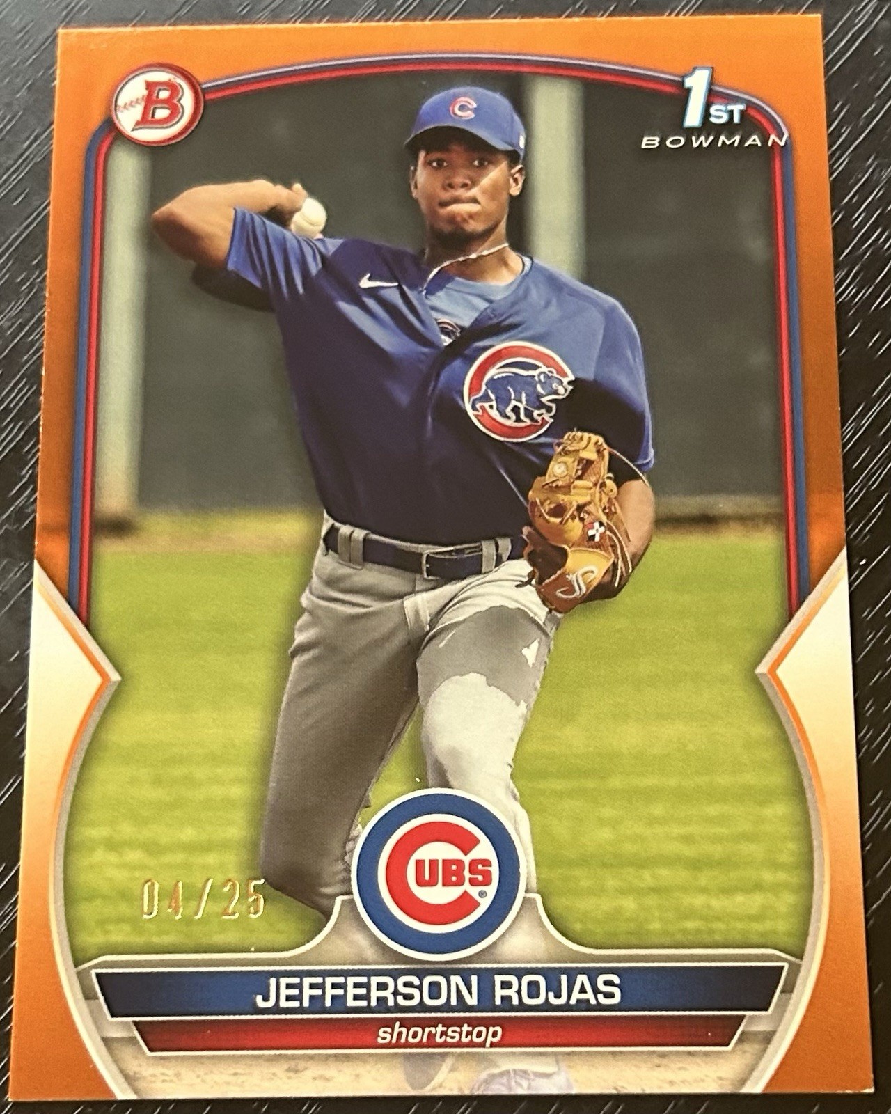 2023 1st Bowman Paper Jefferson Rojas True Orange Parallel #04/25 Cubs #1