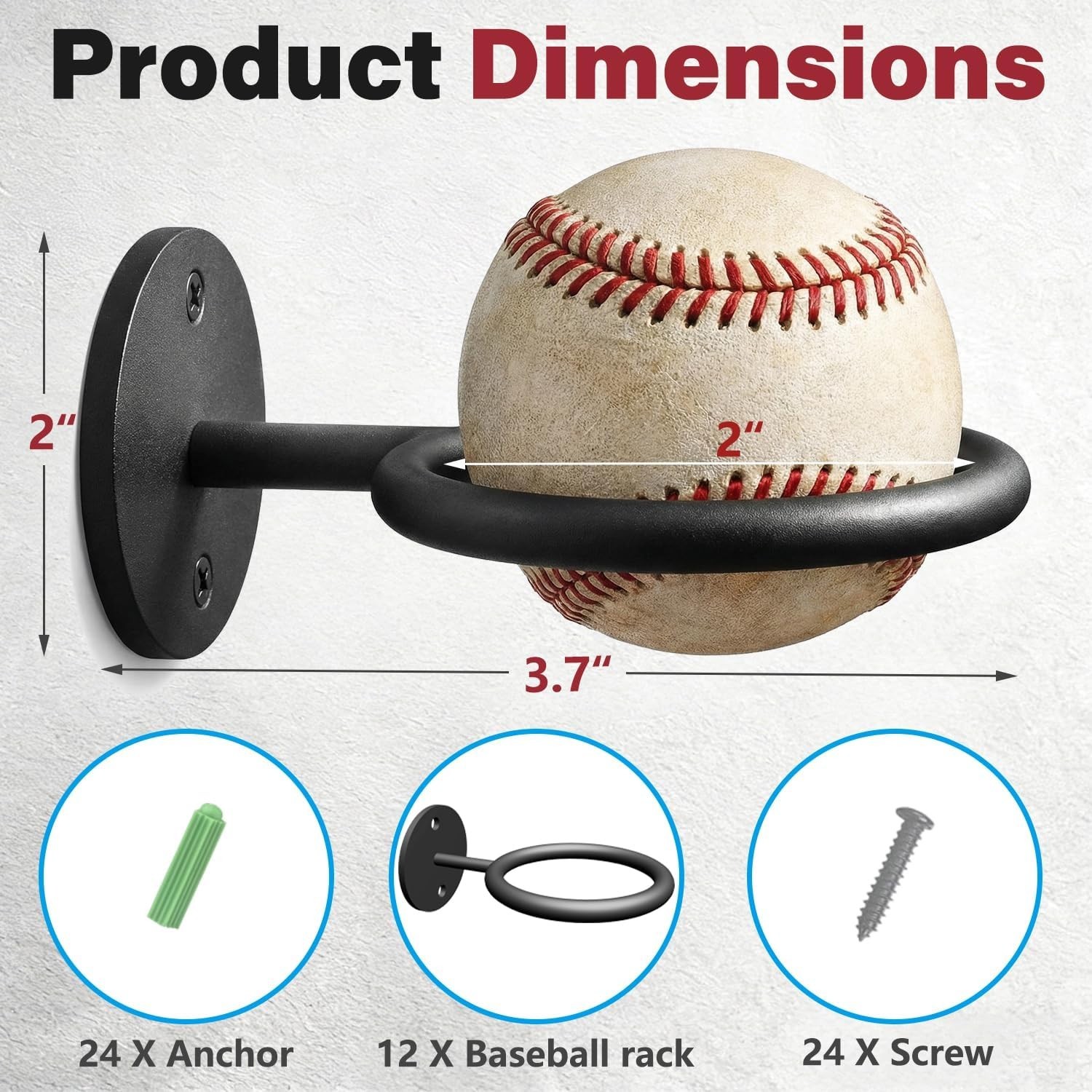 Rust Resistant 12-Slot Baseball Memorabilia Display Rack – Minimalist Wall Mount