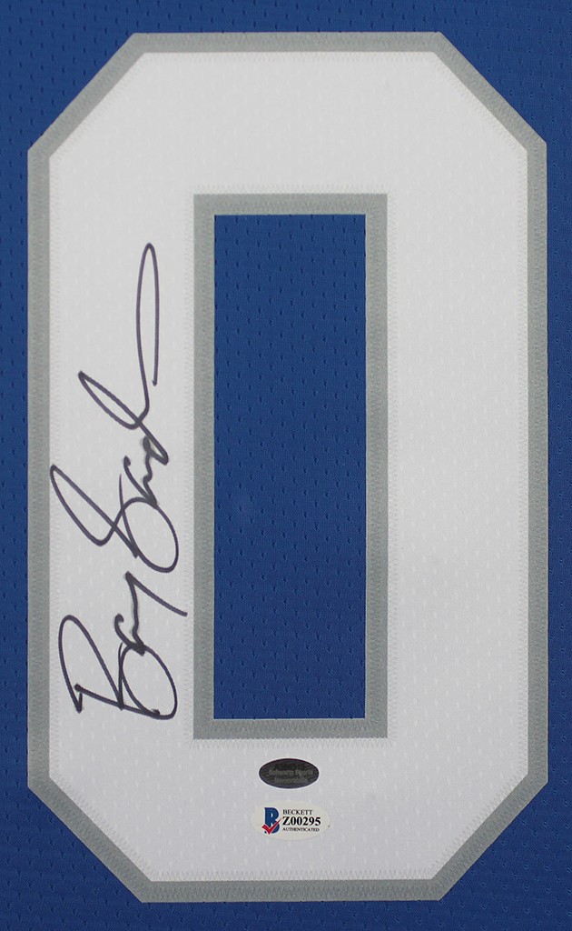 Barry Sanders Autographed & Framed Blue Lions Jersey Auto Beckett COA