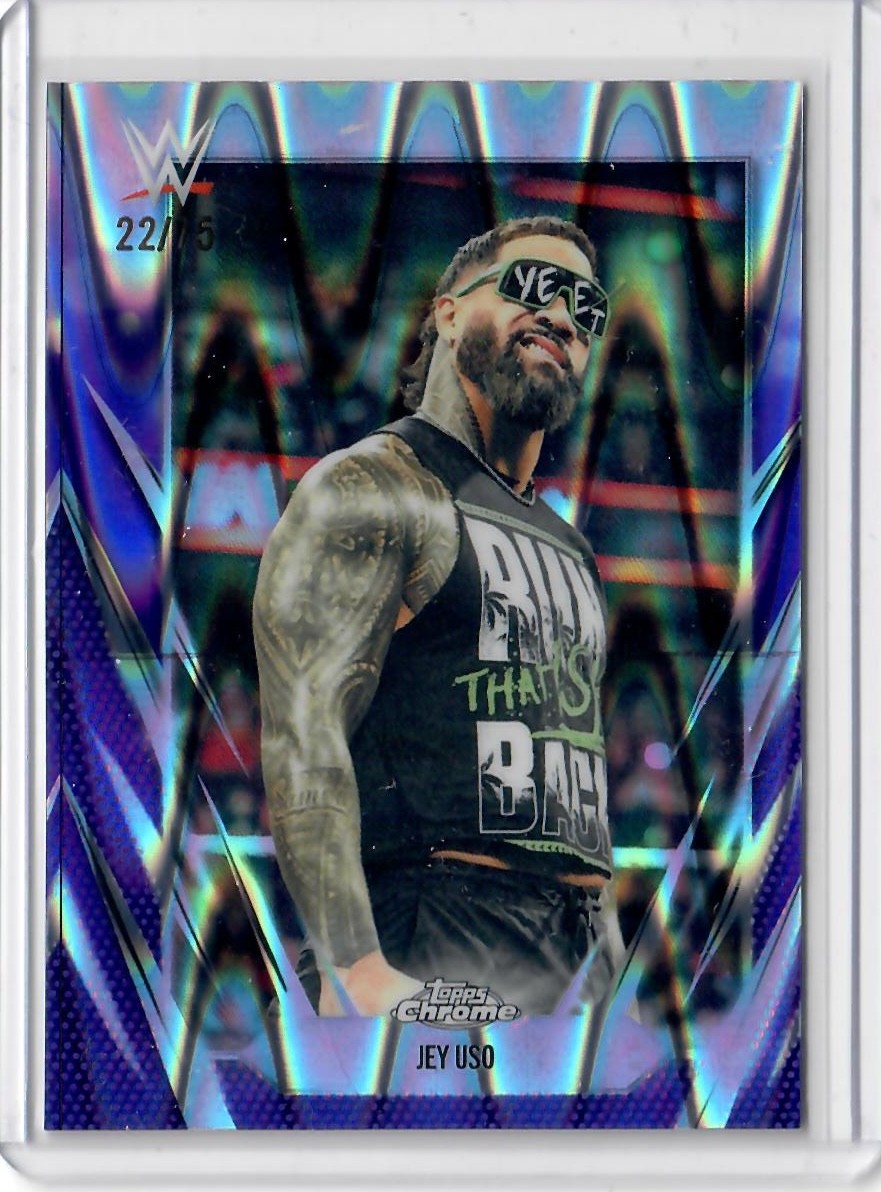 JEY USO 2026 TOPPS CHROME WWE PURPLE WAVE #83 83 REFRACTOR REF CARD /75
