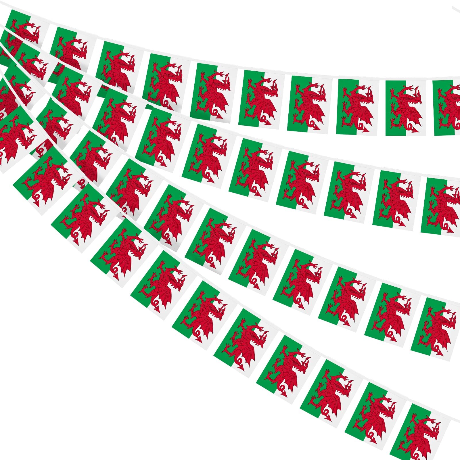 AhfuLife 30 Pcs Welsh String Flags for St David’s 5.51×8.26 in-30 Pcs, Wales