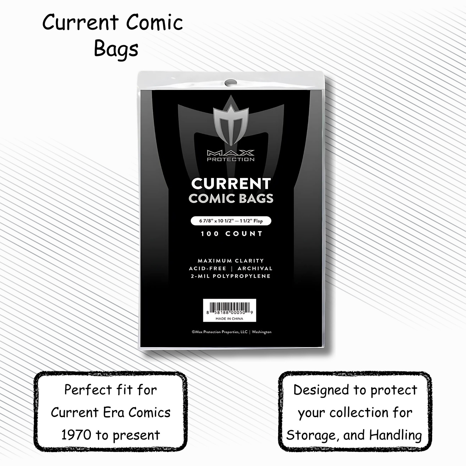 100 Current / Modern Comic Book Archival Poly Bags – 6 7/8 X 10 1/2 by Max Pro