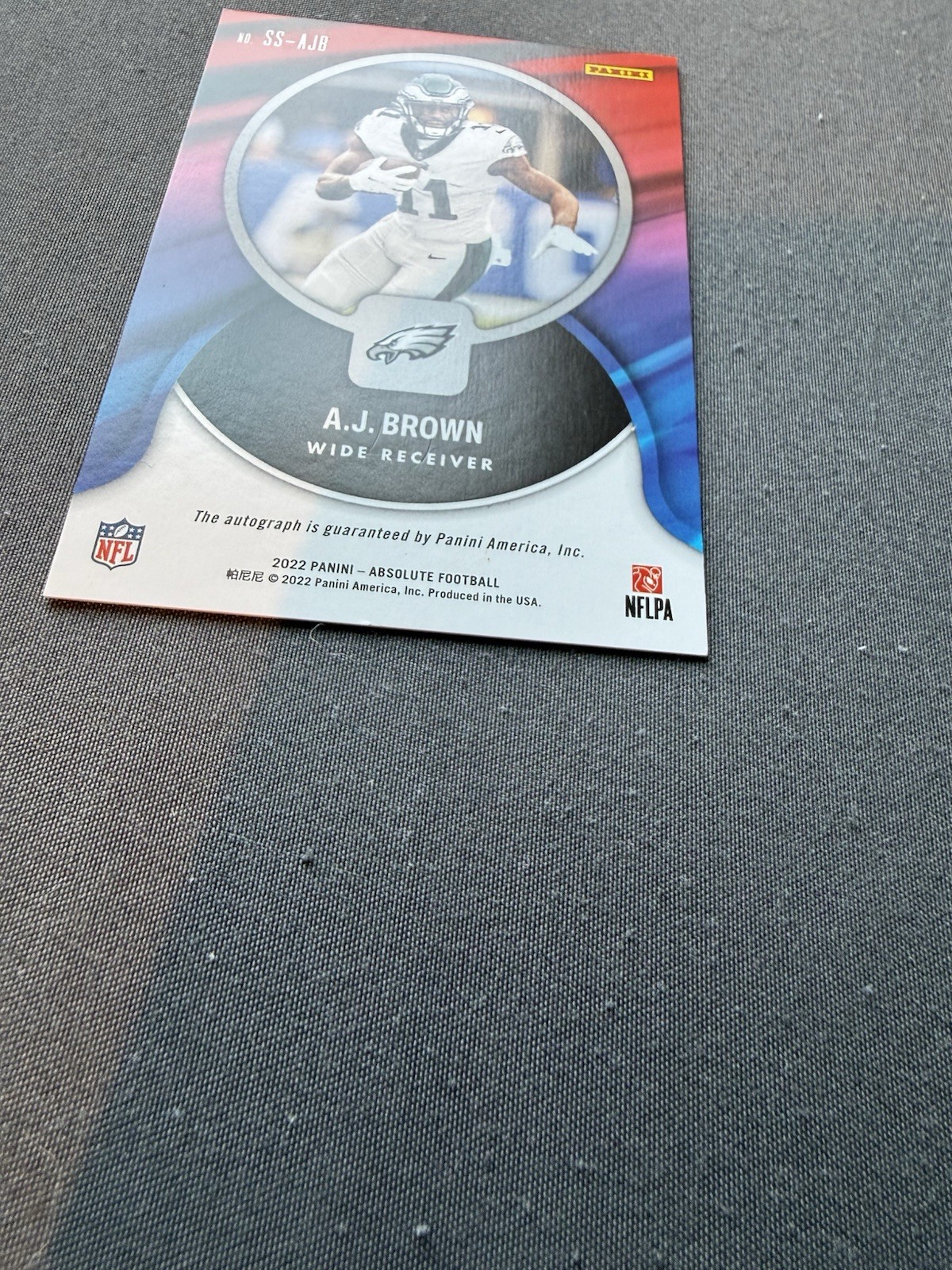 2022 Absolute – A.J. Brown AUTO Signature Standouts 1 of 1 Patriots Eagles