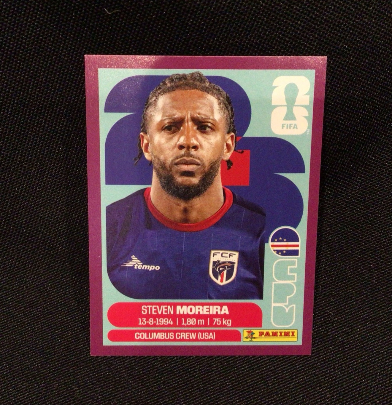 2026 Panini World Cup STEVEN MOREIRA Purple Border Parallel Sticker CPV6