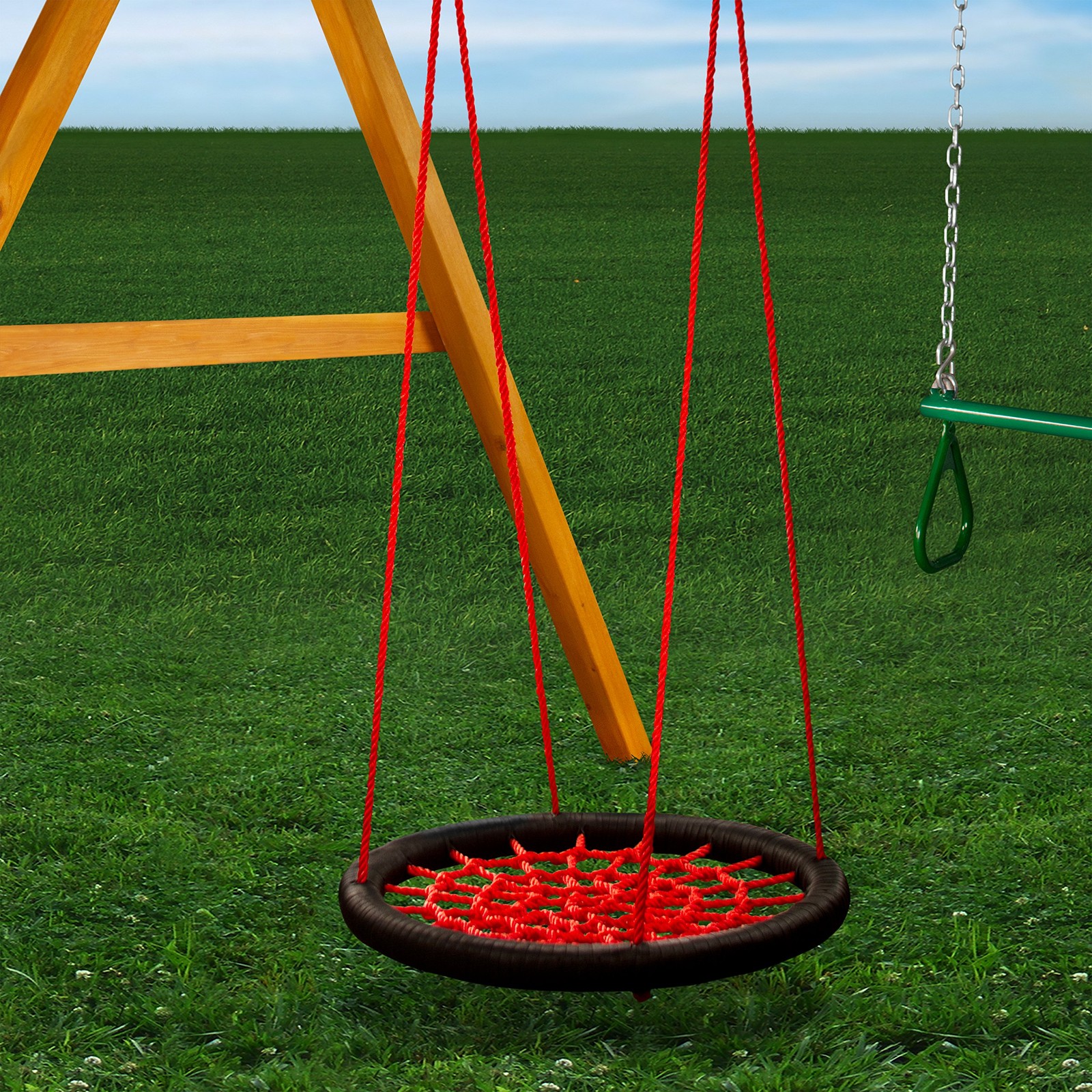 Gorilla Playsets 04-0029-Bk/R Extra Large Orbit Swing Red Netting Black Nylon