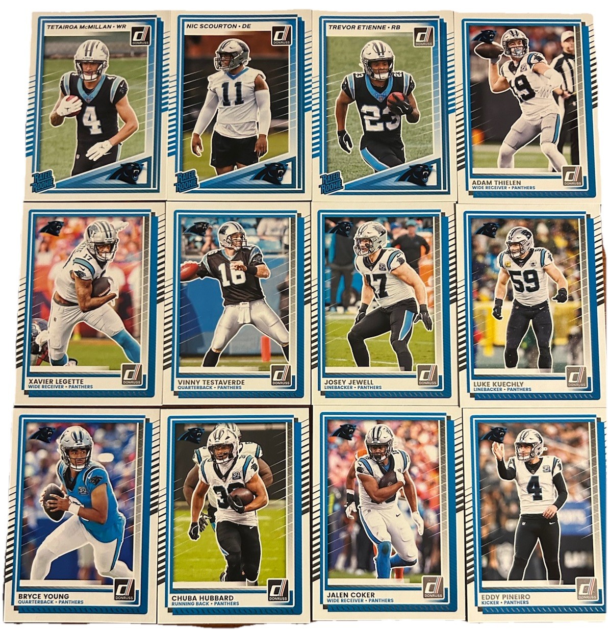 2025 Donruss Football (1-400 Set) Carolina Panthers Team Set (12 Cards)