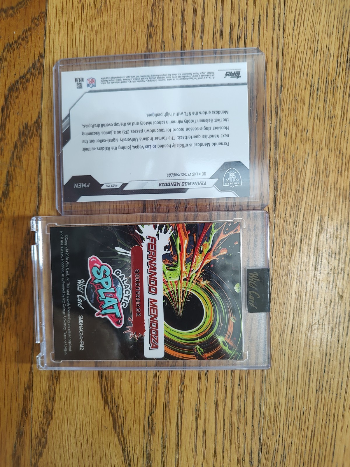 Wild card galactic SPLAT Fernando Mendoza 1/1 & 2026 Topps Now FMEN RC