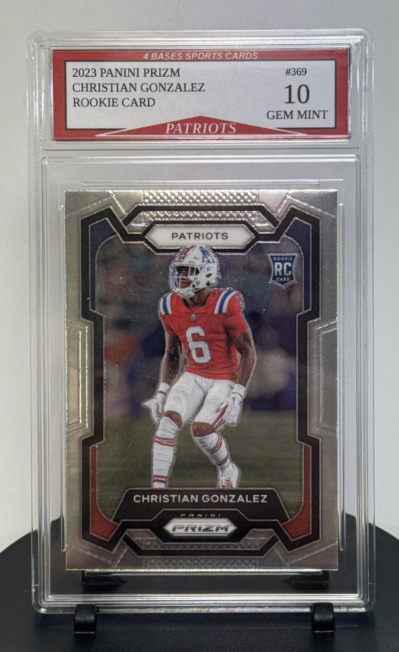 2023 Panini Prizm Christian Gonzalez Patriots Rookie Card #369 Gem Mint 10