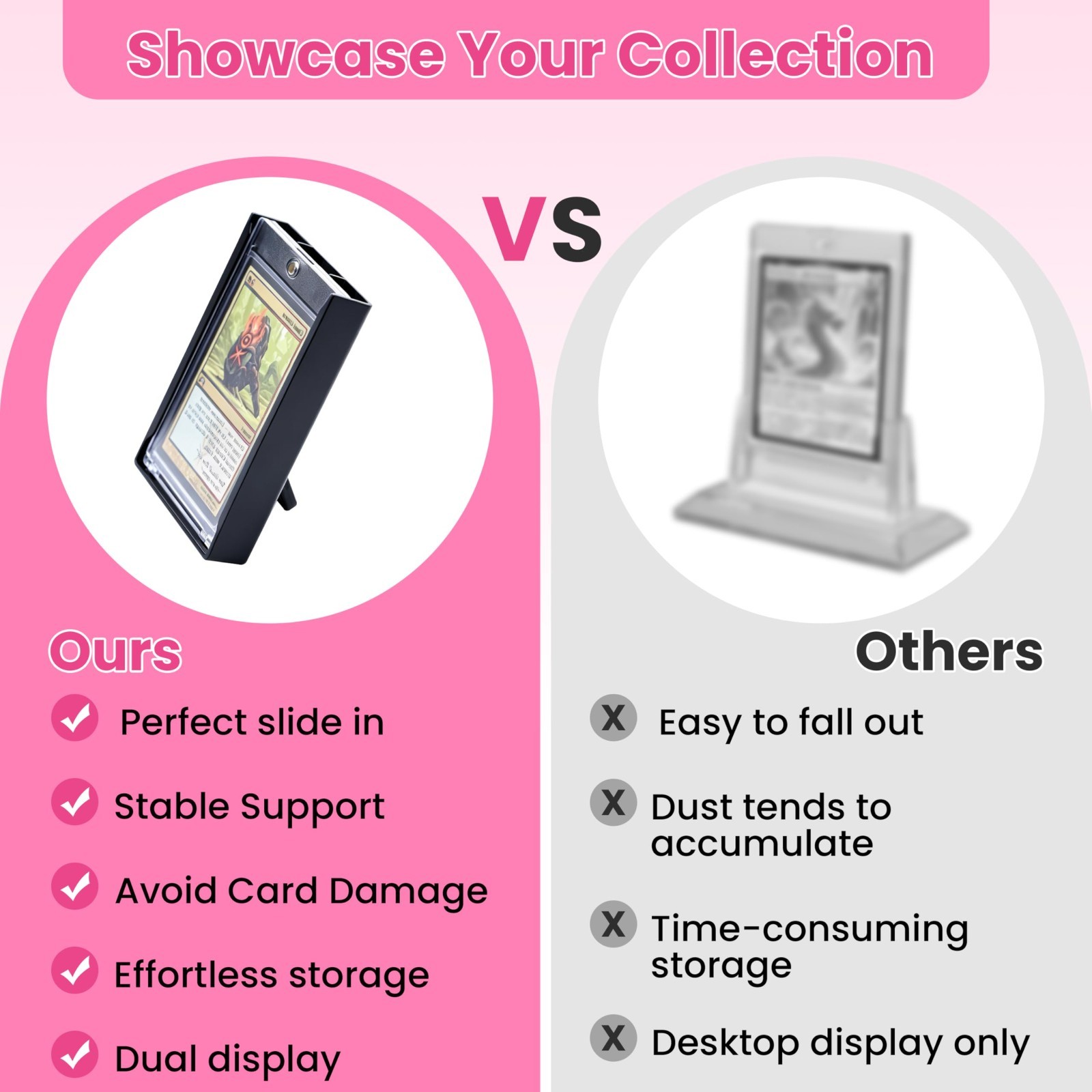 10 Pcs Magnetic Card Display Case – Wall Mount & Tabletop Stand for Trading Card