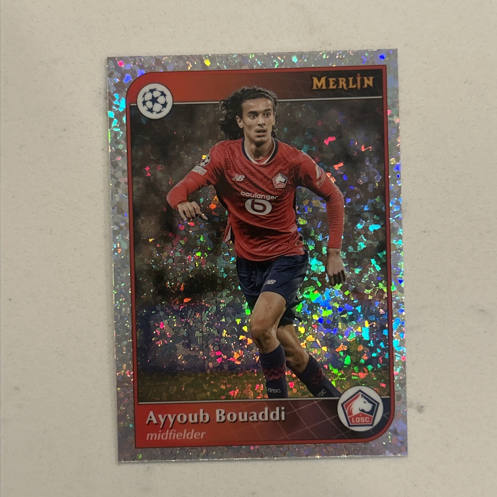 Ayyoub Bouaddi 2024-25 Topps Merlin UEFA UCC #44 Mini Diamond Refractor SP Lille