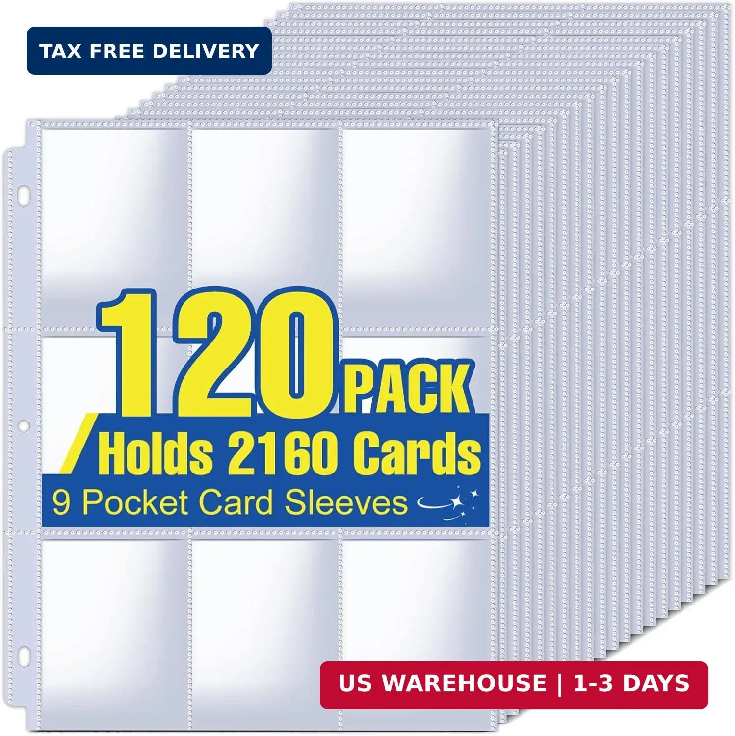2160 Pockets Card Sleeves Binder Sheets, 9 Pocket Card Sleeves for 3 Ring Binde,