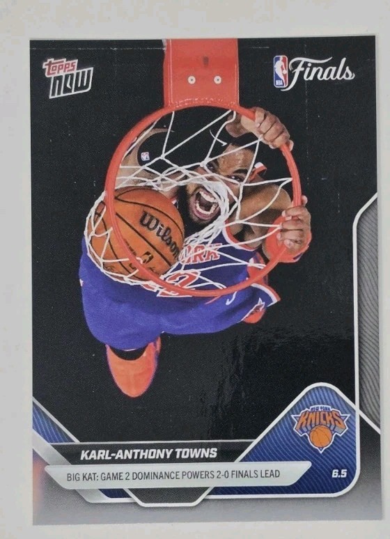 Karl-Anthony Towns 2025-26 NBA Topps NOW #332 Knicks Finals Dunk