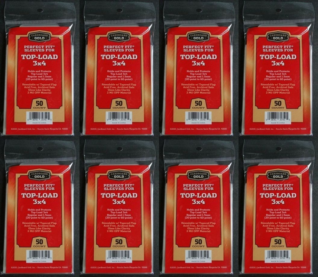 400 Cardboard Gold Perfect Fit Sleeves for Top-Load 3×4 from 20-60 Pt Bag