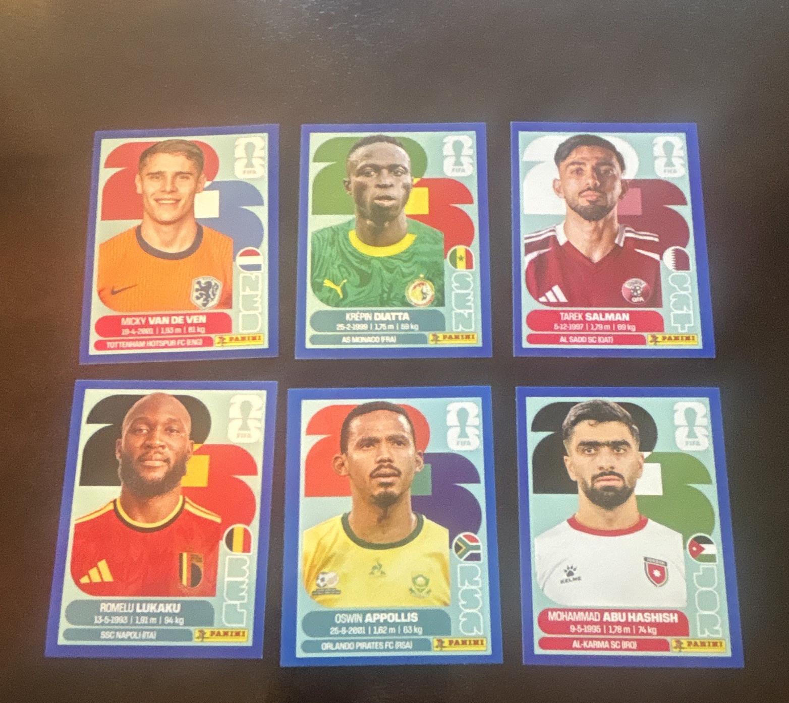 Panini FIFA World Cup 2026 Player Portrait Stickers Lot of 6 Non-Stuck