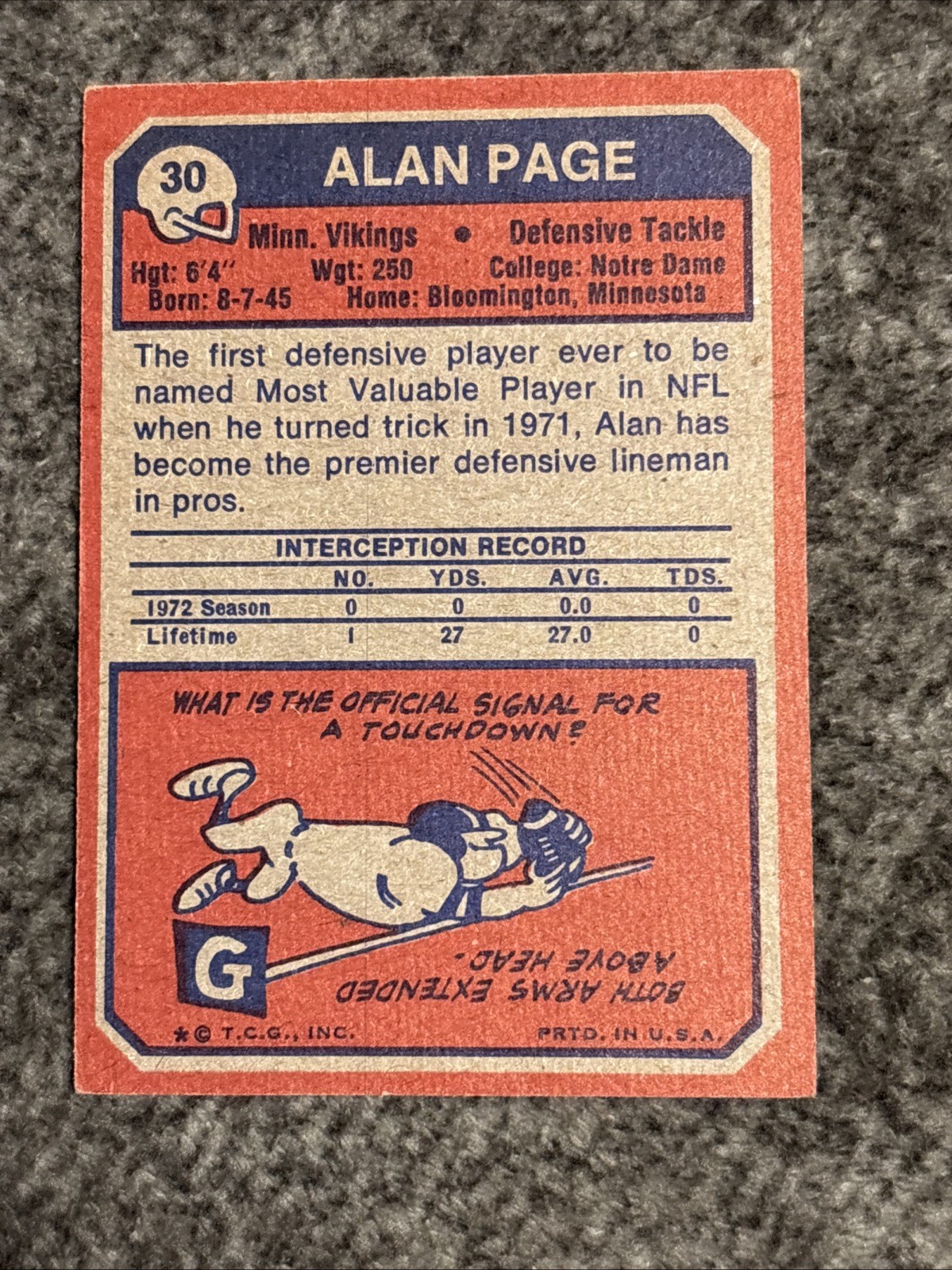 1973 Topps – Alan Page #30