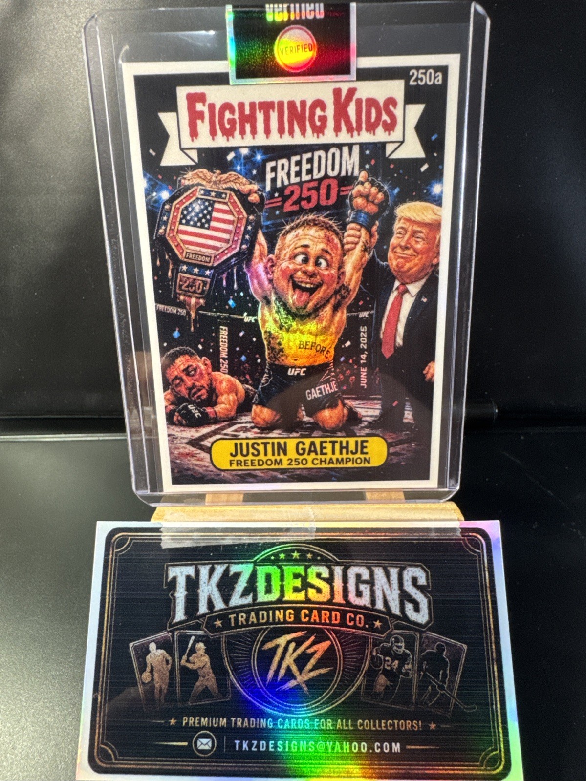 2026 Tkzdesigns Fighting Kids Freedom 250 Justin Gaethje & Donald Trump 1/1