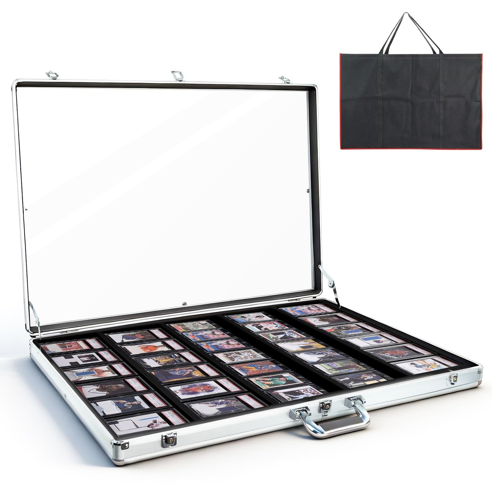 34″x22″ Premium Trading Card Display Case with Alloy Lock & Anti-Wear Surface