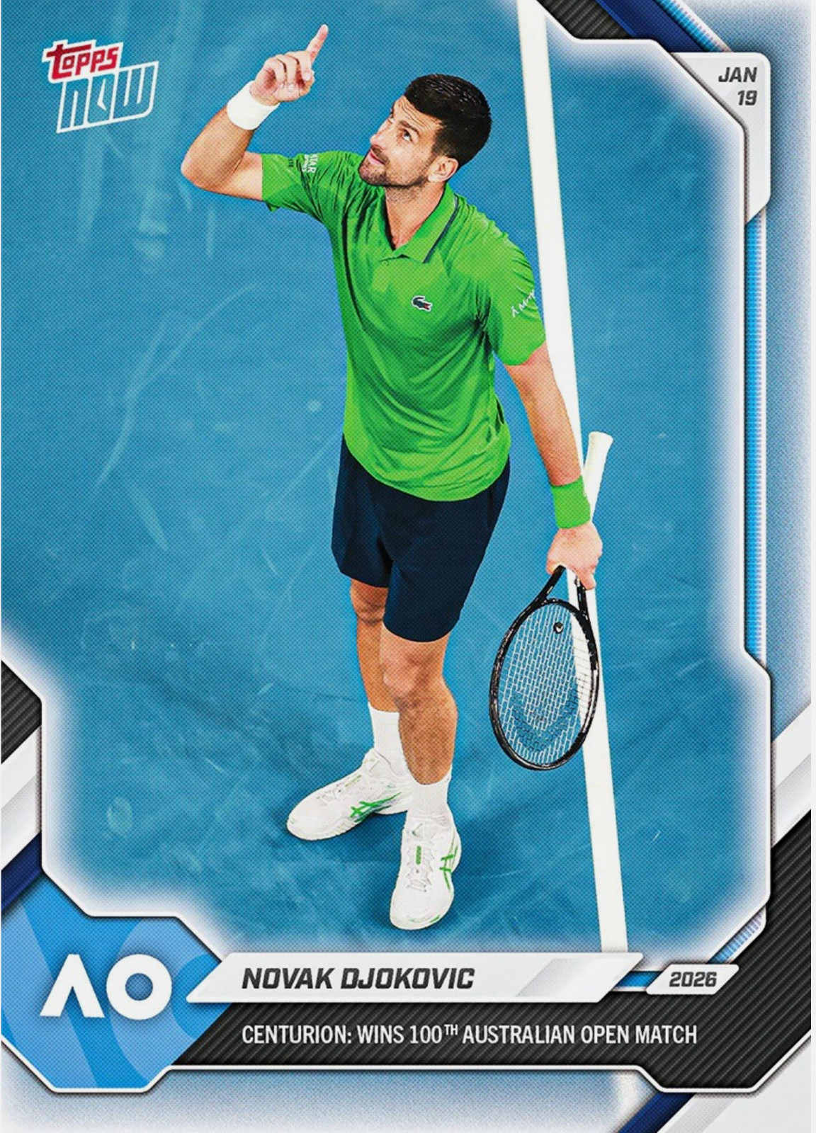 2026 Topps Now Tennis #1 Novak Djokovic Australian Open 100th Win IN HAND QTY